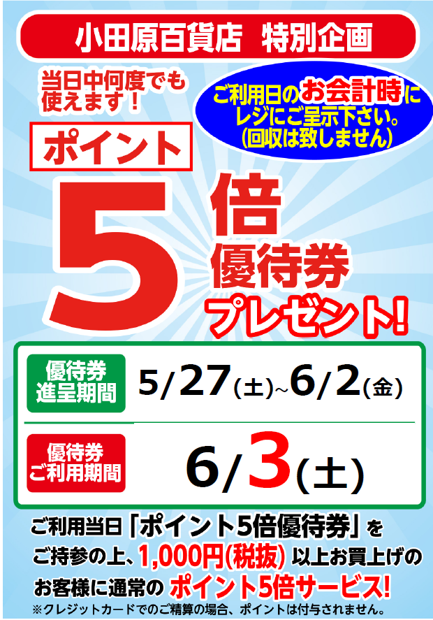 会員様限定 ポイント5倍優待プレゼント