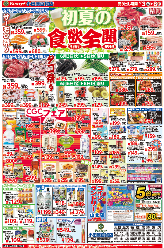 【全店舗共通チラシ】 6/3（火）～6/8（日） 初夏の食欲全開もりもり！