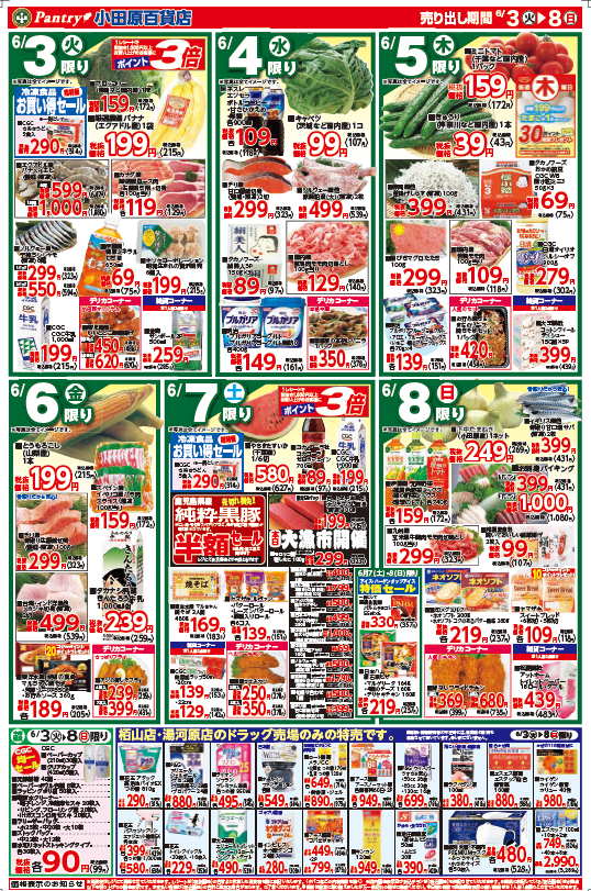 【全店舗共通チラシ】 6/3（火）～6/8（日） 初夏の食欲全開もりもり！