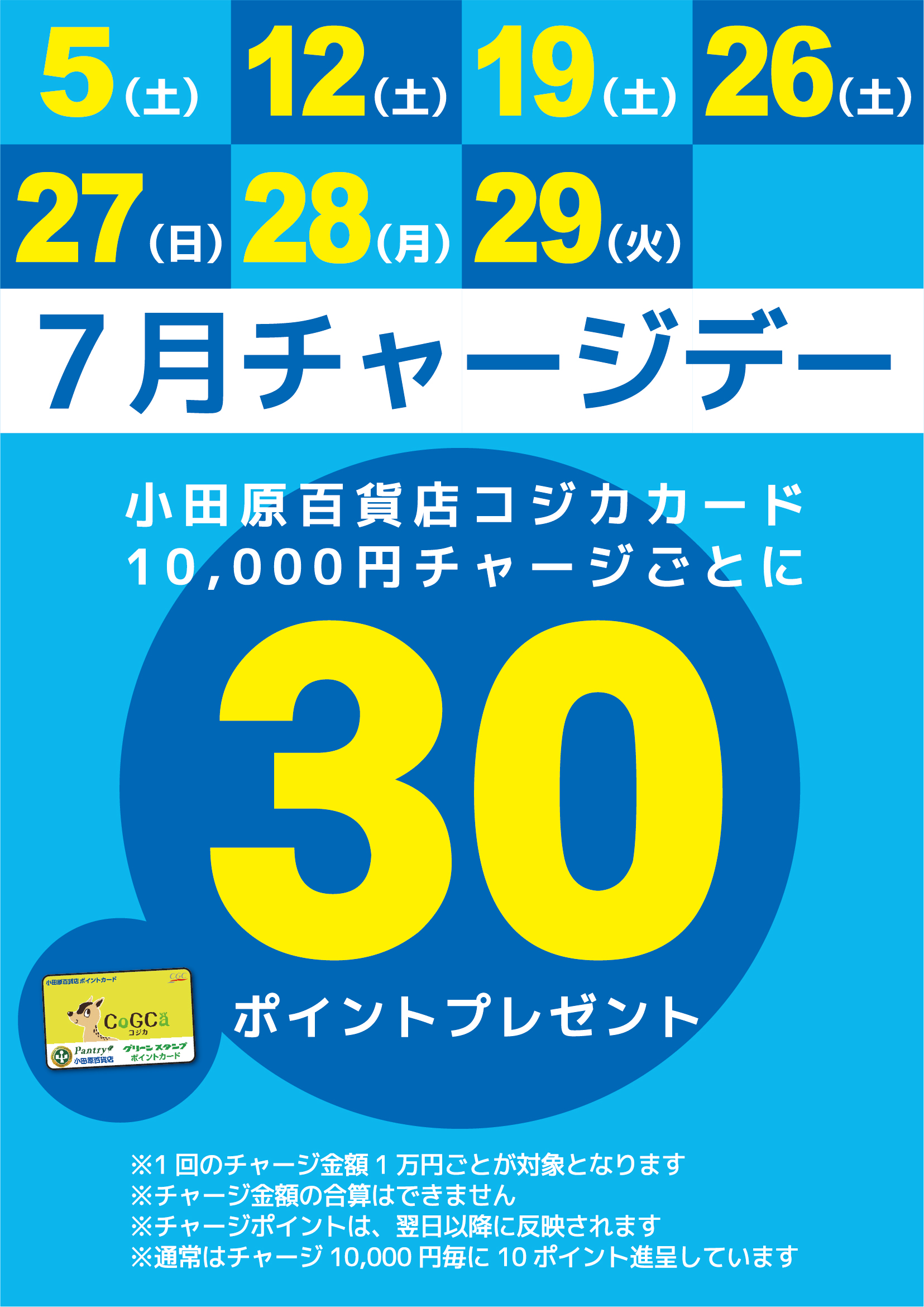 月間チャージデー一覧
