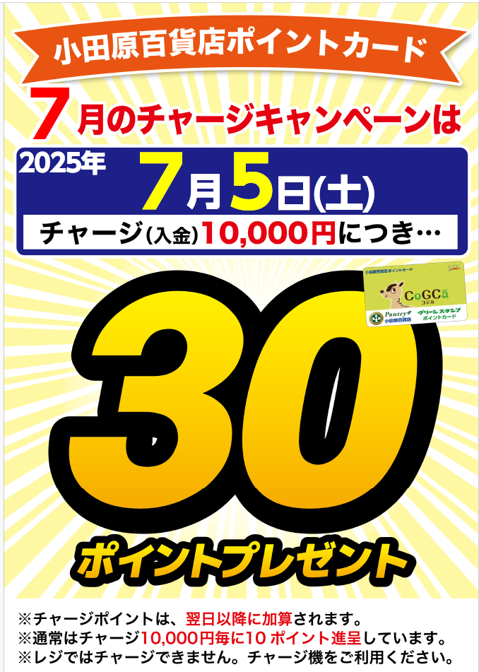 月間チャージデー一覧