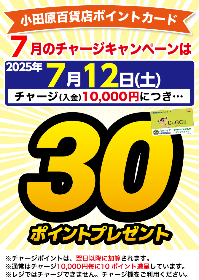 月間チャージデー一覧