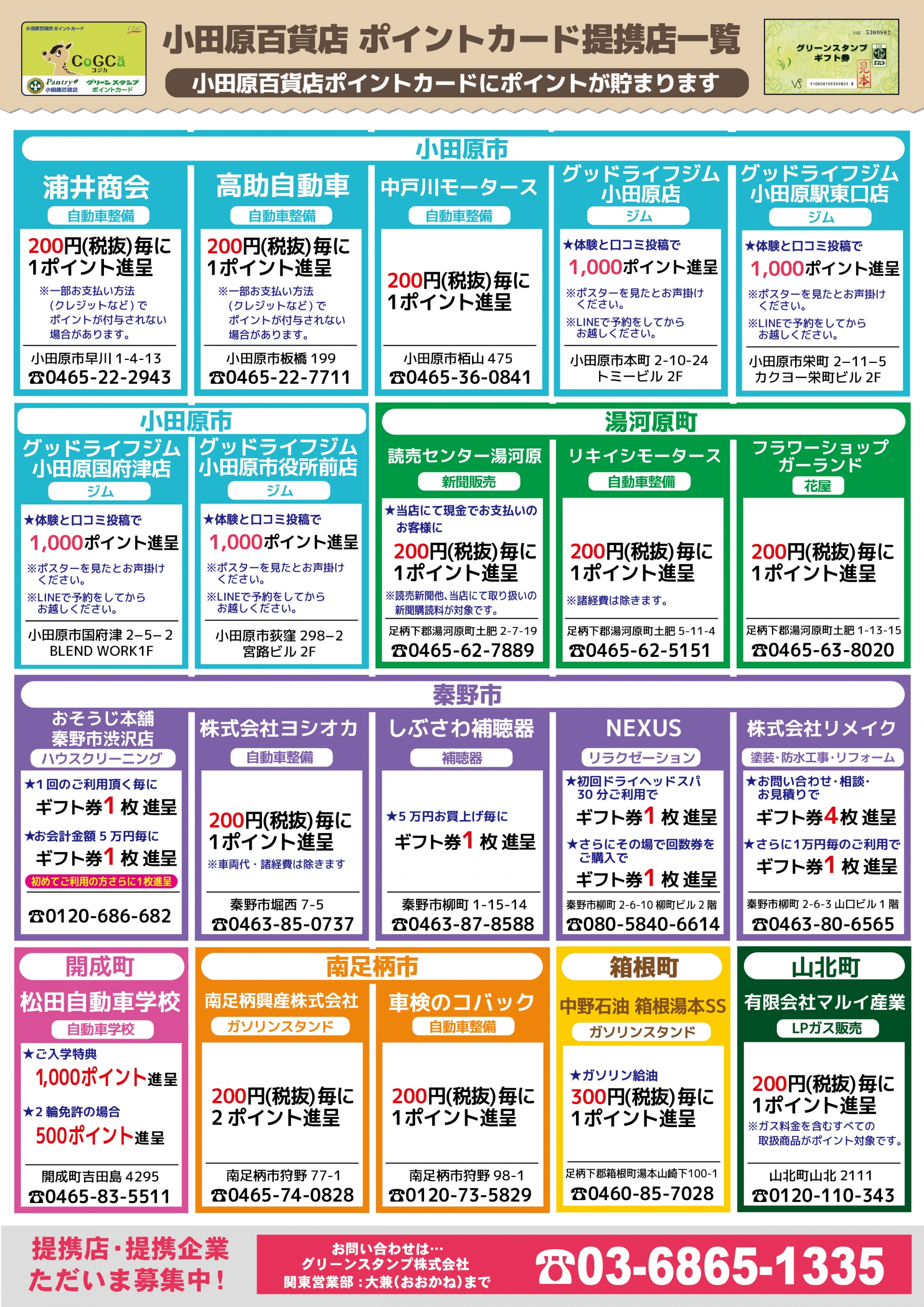 グリーンスタンプポイント提携店一覧