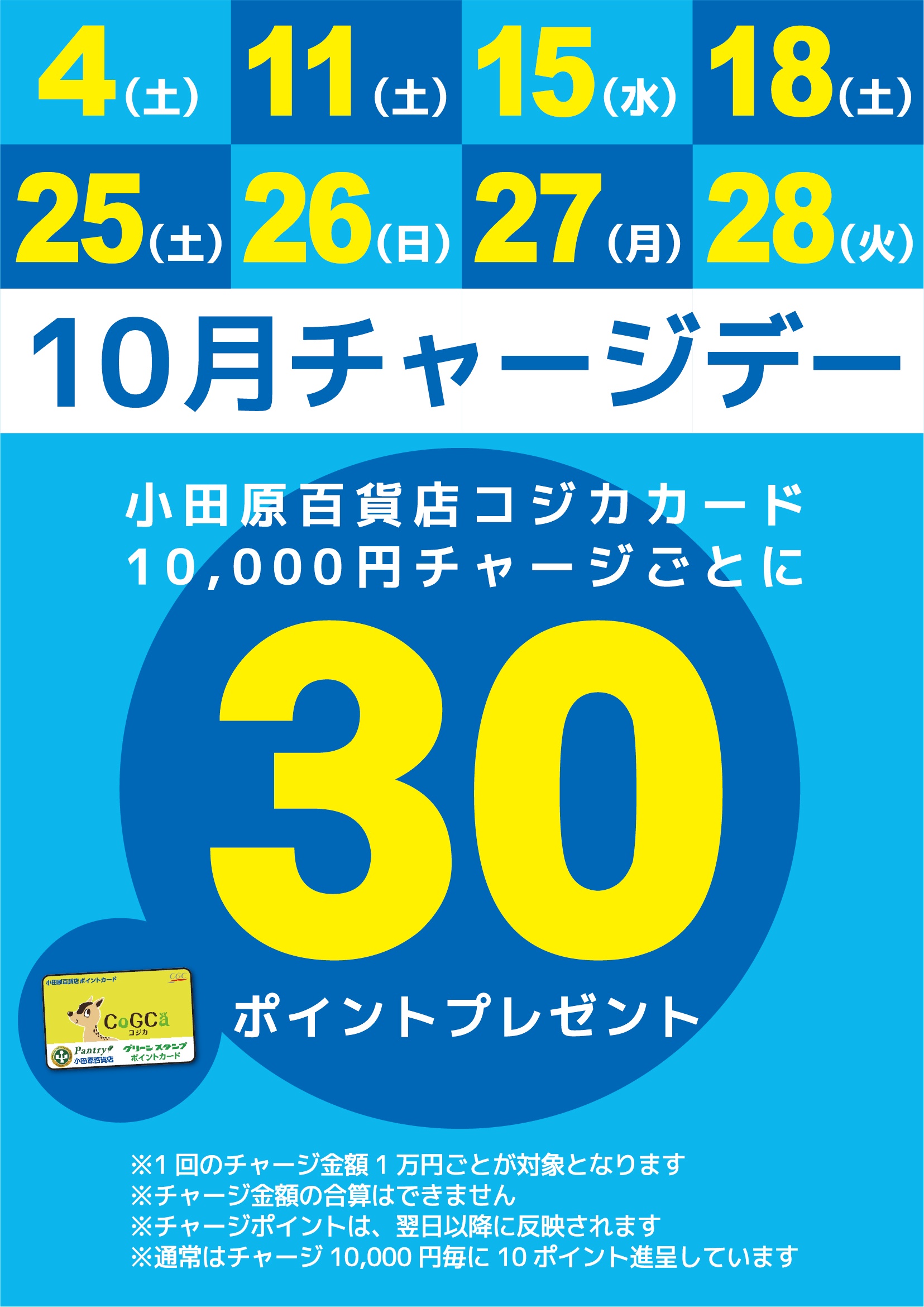 月間チャージデー一覧