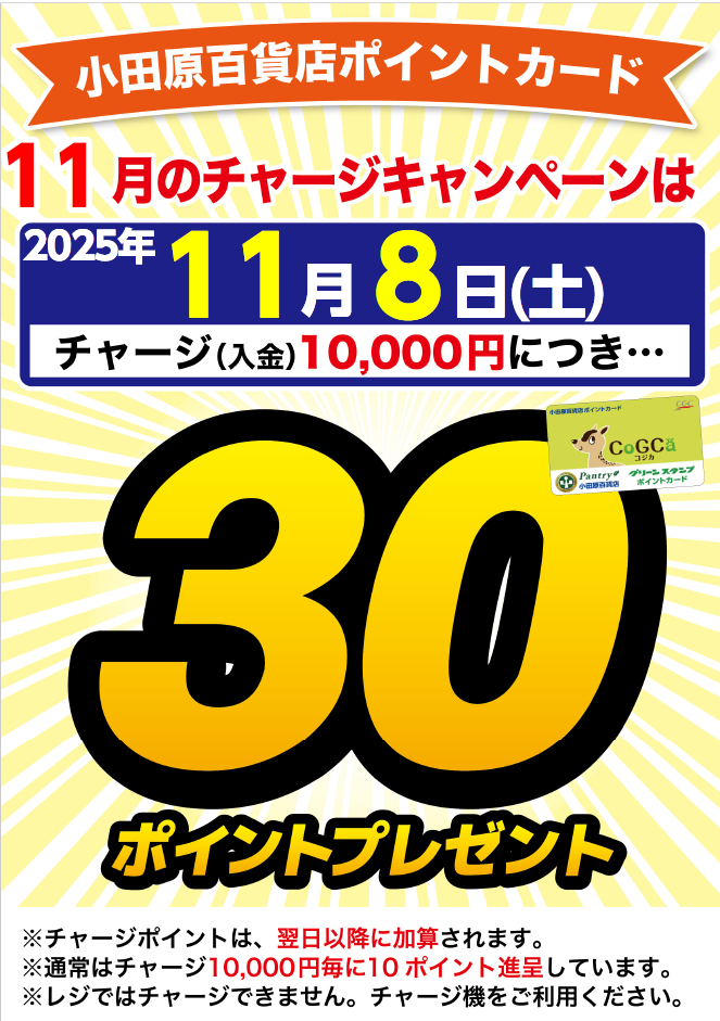 月間チャージデー一覧