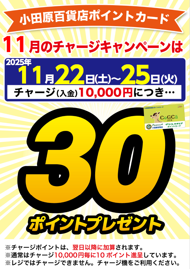 月間チャージデー一覧