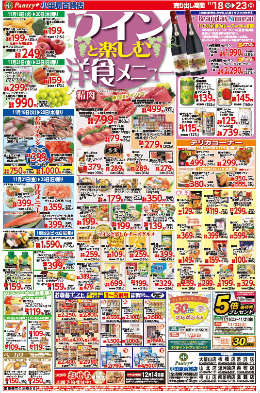 【全店舗共通チラシ】 11/18（火）～　11/23（日） ワインと楽しむ洋食メニュー