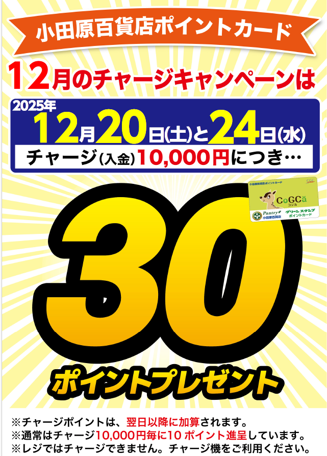 月間チャージデー一覧