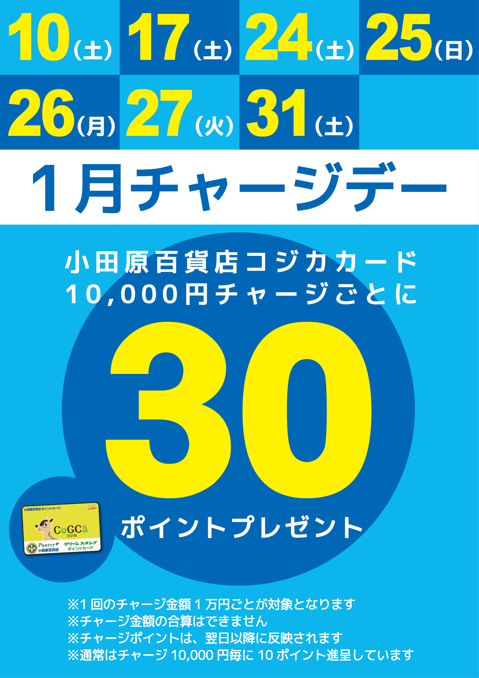 月間チャージデー一覧