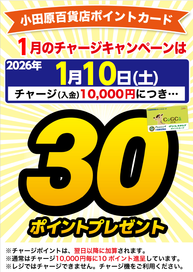 月間チャージデー一覧