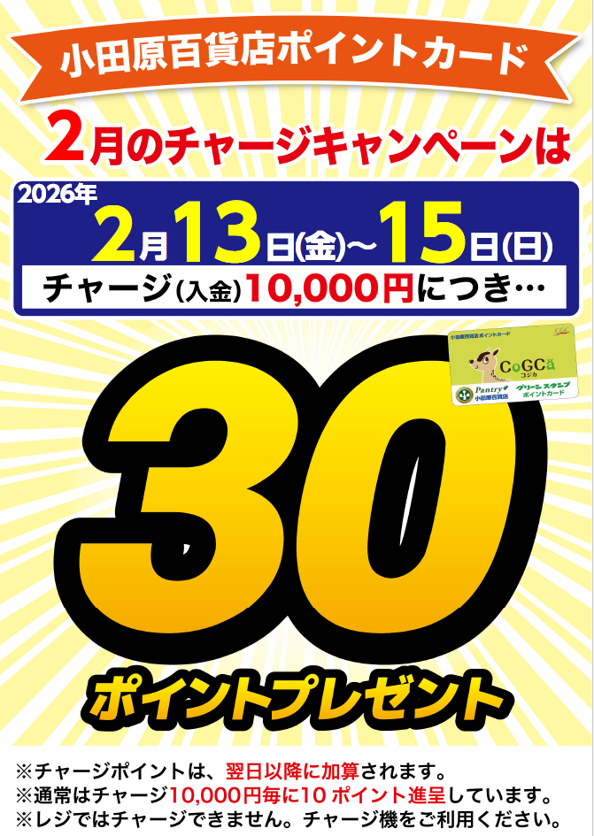 月間チャージデー一覧