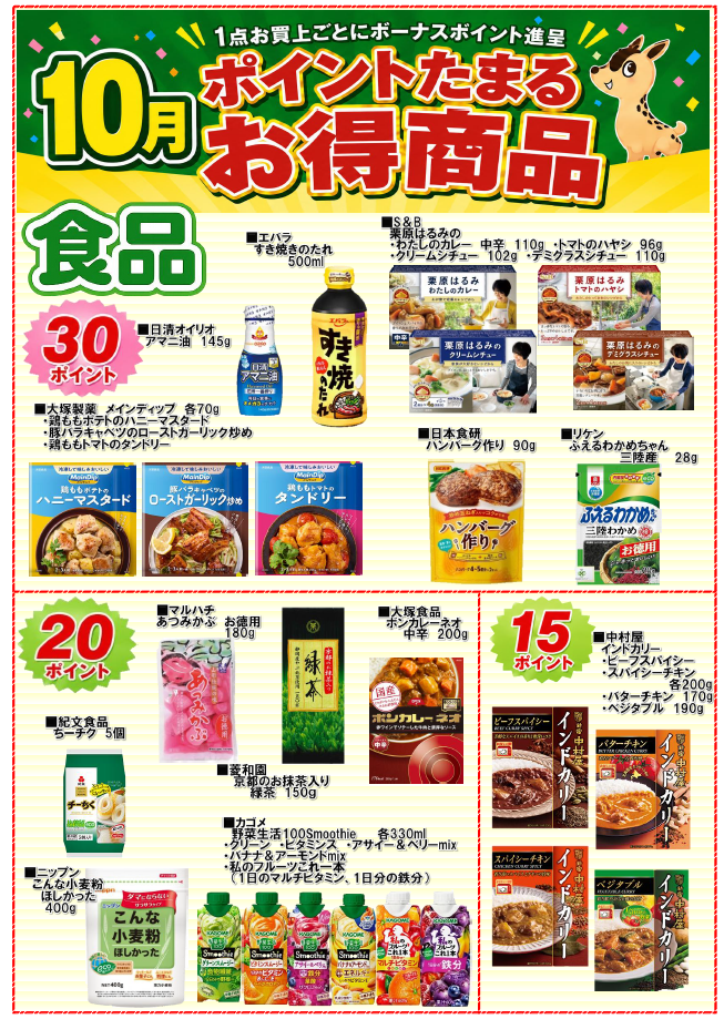 月間単品ポイント全品一覧